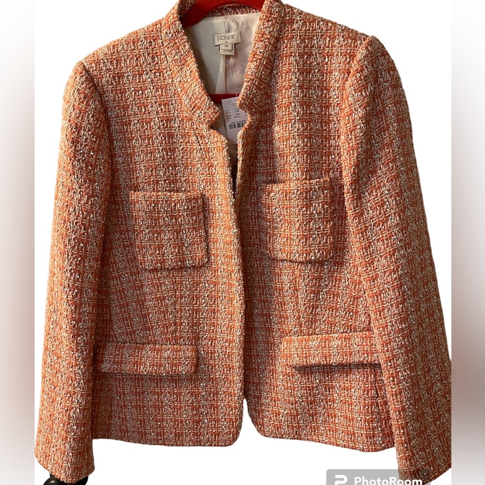 J. Crew Factory Vibrant Orange Tweed Blazer